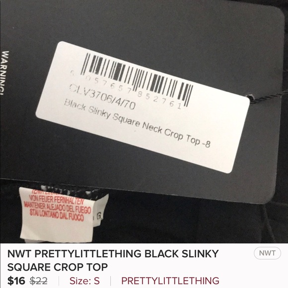 NWT PRETTYLITTLETHING BLACK SLINKY SQUARE CROP TOP - Picture 6 of 6